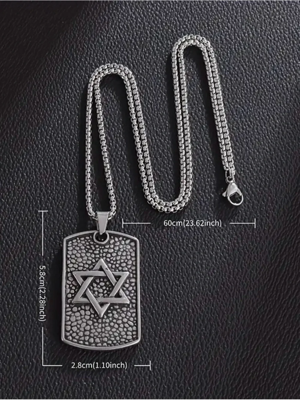 Stainless steel Silver Star of David Dog Tag Pendant Necklace for Men